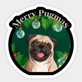 Merry Pugmas Christmas Pug Dog Sticker